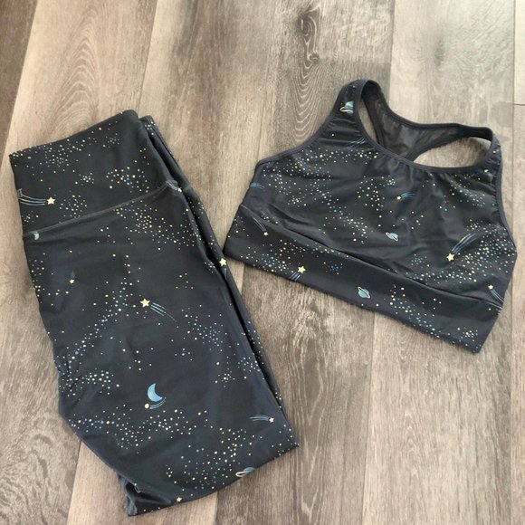 VS Victoria's Secret SPORT Leggings Racerback Sports Bra Space Medium Large - Picture 1 of 10